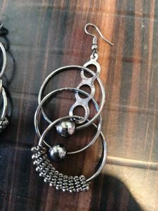 Unique Silver Tone Hoop Earrings