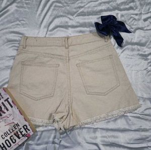Beige Denim Shorts