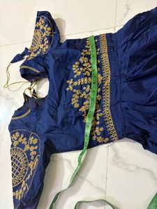 new  Blue Embroidered Gown fit upto 36