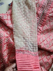 Embroidered Peach Kurta