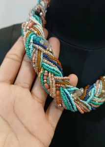 Braided Beaded Statement Necklace