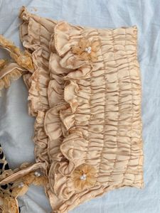 Champagne Smocked Top with Flower Straps