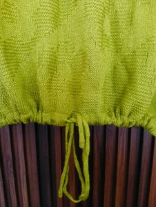 Lime Green Knit Top with Drawstring