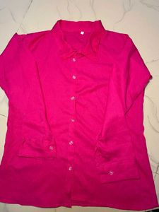 Vibrant Pink Collared Button-Up Shirt