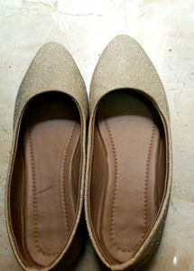 Sparkly Gold Pointed Toe Flats