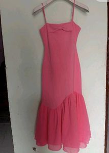 Chic Pink Bow Detail Maxi Dress