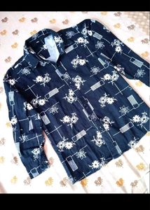 Boy's Blue Floral Print Shirt