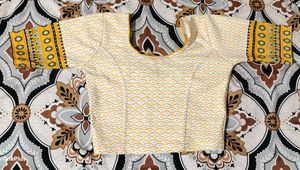Stylish Yellow and White Print Blouse
