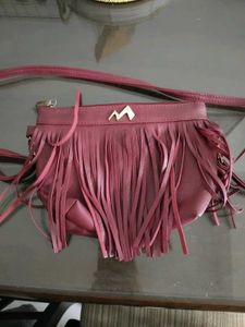 Maroon Fringed Sling Bag