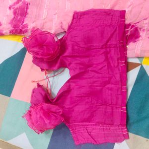 Elegant Pink Tie-Dye Saree with designer blouse