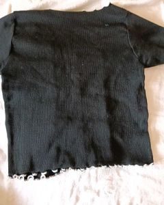 Cute Black Bow Detail Top