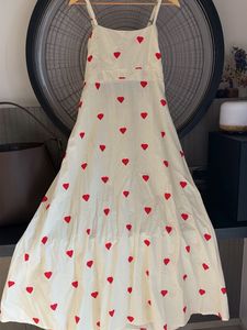 Cream Heart Print Maxi Dress