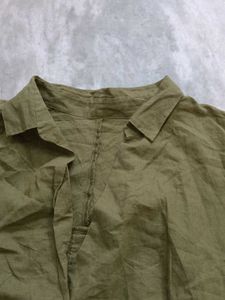 Oversized Green Linen Blend Shirt