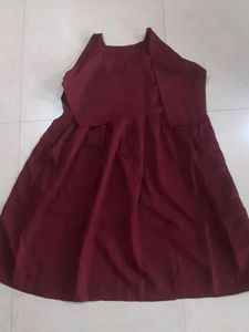 Maroon Embroidered Kurta.