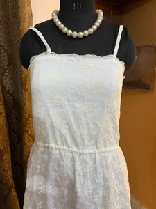 trail flared White Lace Maxi Dress