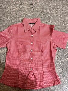 Red Gingham Button-Up Shirt