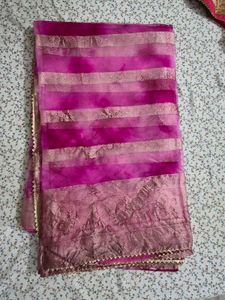 Pink Saree with blouse and Bag ❤️