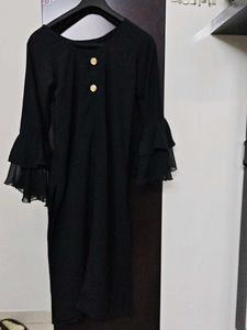 Elegant Black Kurta with Bell Sleeves