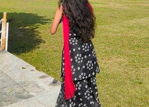Black &amp; White Bandhani Kurta wide sharara