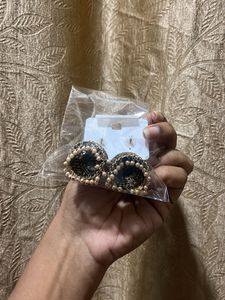 Oxidised Jhumka Earrings with Pearls