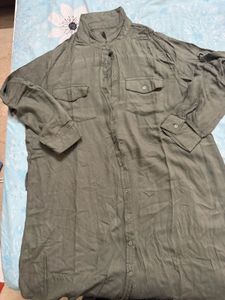 Stylish Khaki Oversized Shirt with belt