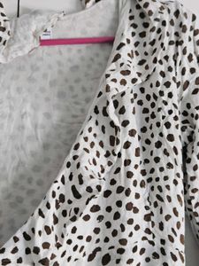 polka dot wrap ruffle mini dress
