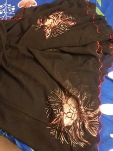 Black Saree with Floral Embroidery