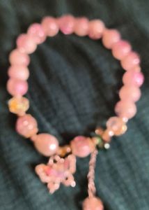 Sparkling Pink Beaded Bracelet with Butterfly Char