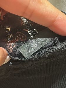 ZARA Elegant Black Lace Trim Top