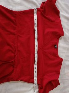 V-Neck Red Wrap Dress