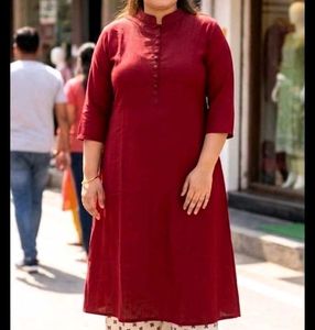 Printed plazo and Red Solid Kurta
