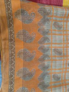 orange paisley saree