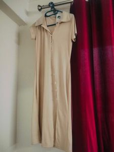 NEW ME Beige Striped Button-Up Shirt