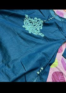 denim Stylish  Embroidered Kurta