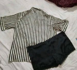 Very Amazing Satin Shirt With Shorts