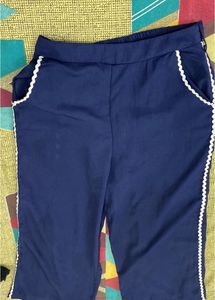 Navy Blue Palazzo Pants with White Trim