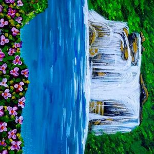 waterfall landscape painting
