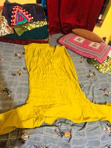 Yellow Kurta with White Embroidery