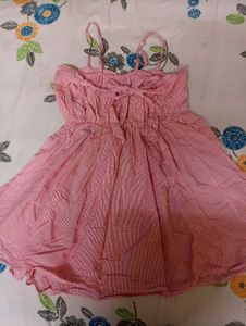 Cute Embroidered Pink Striped Dress