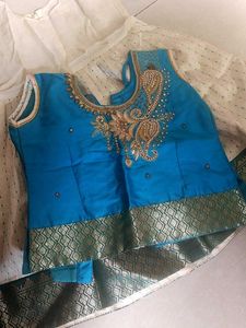 Designer Blue &amp; Cream Lehenga Choli