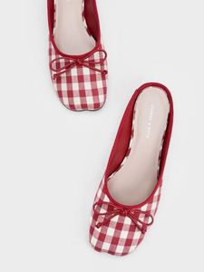 Red Gingham Casual heels