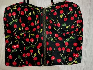 Cherry Print Corset Top (Padded)