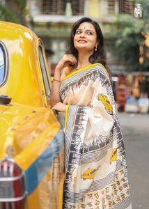 brand new Unique  handloom Saree with Car