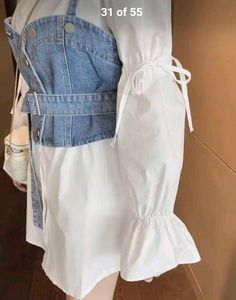 Denim Corset Top with White Shirt
