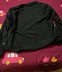 Classic Black Band Collar Shirt