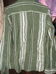 Men's Green Striped Casual Shirt