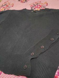 Dark Knit Sweater with Button Detail