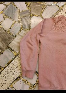 Pink Lace Trimmed Sweater