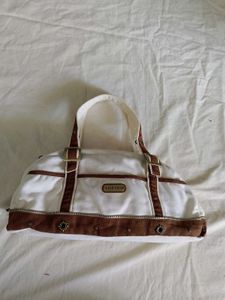 Stylish White & Brown Hobo Bag