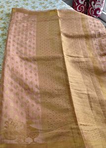jari woven shiney chiku colour saree